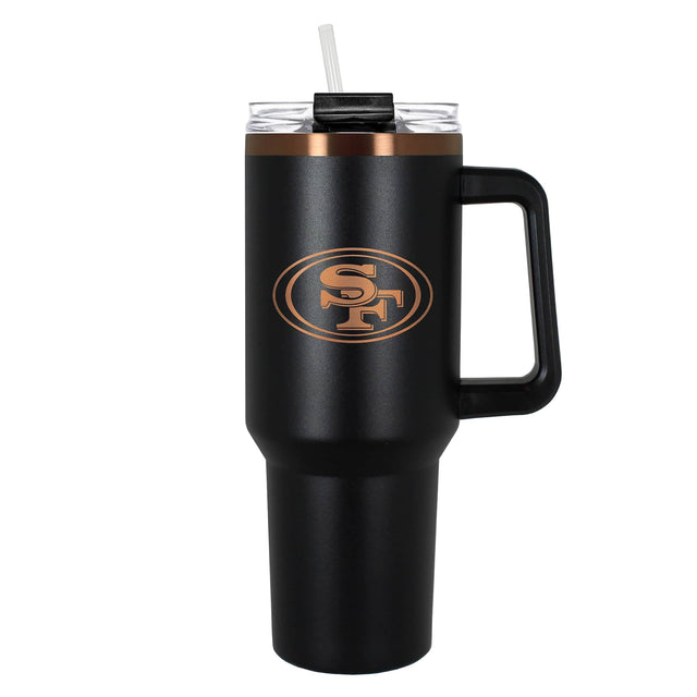 Front. Great American Products - San Francisco 49ers 40oz. Colossus Copper Edition Tumbler - Black.