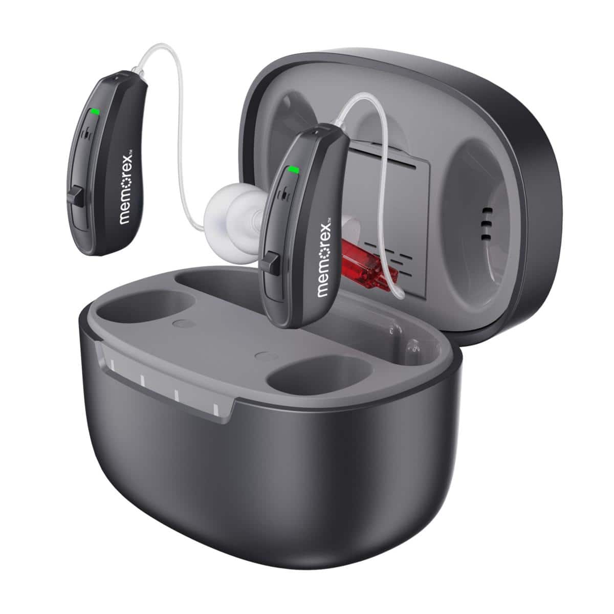 Memorex - Perfectly Tuned Self-Fitting AI Hearing Aid - Dark Gray