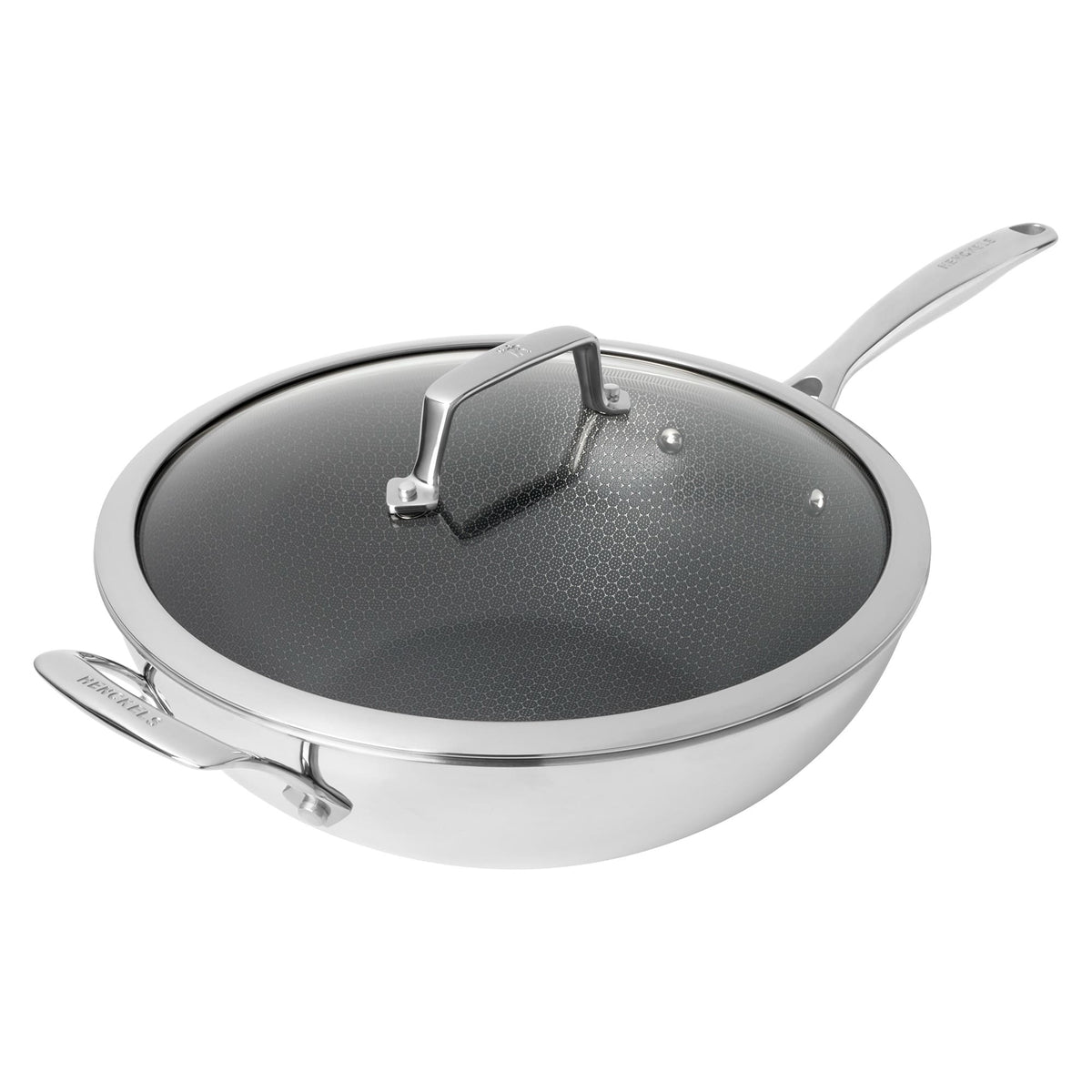 Henckels - Paradigm Ceramic 12-inch Dual Performance Wok with Lid - Stainless Steel