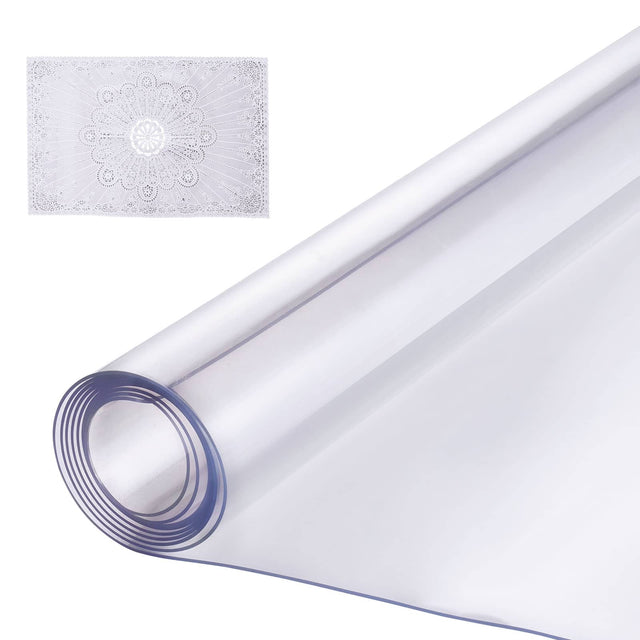 Front. VEVOR - Plastic Table Cover, 54 x 54 Inch 1.5 mm Thick Clear Table Protector, Square PVC Desk Mat - Transparent.