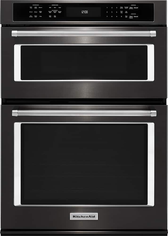 KitchenAid - 30" Single Electric Convection Wall Oven with Built-In Microwave - Black Stainless Steel
