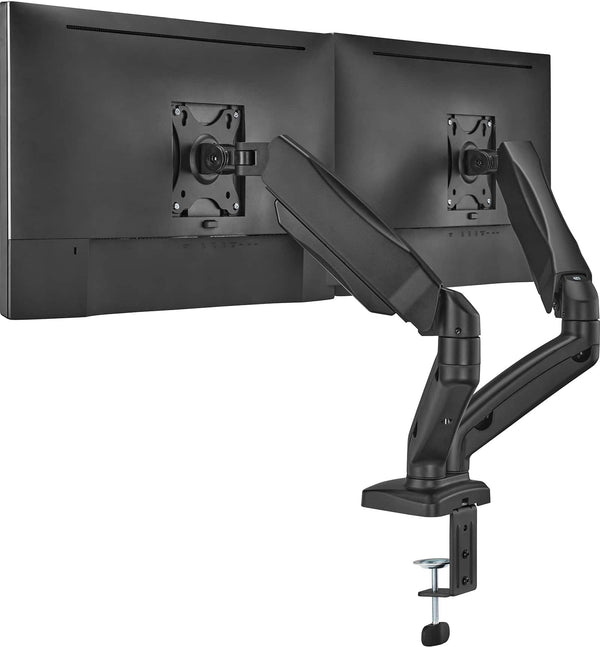 ACGAM - Dual Monitor Stand, Full Adjustable Spring Dual Monitor Mount for 2 Flat/Curved Screens 17-32 Inch and Max 19.8 lbs Each - Matte Black