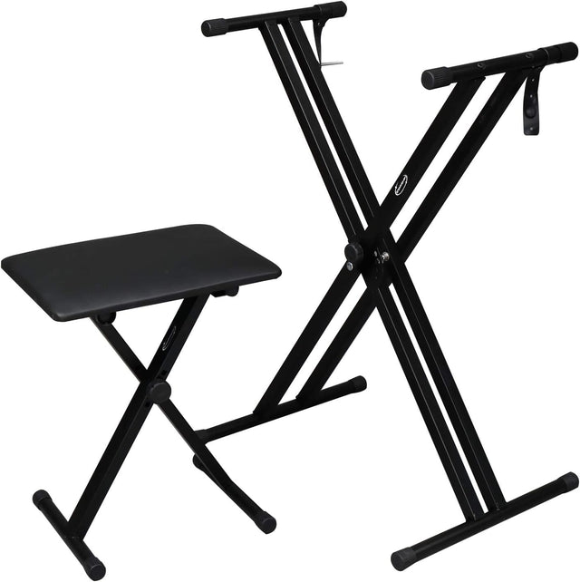 Front. Winado - Heavy Duty Keyboard Stand and Bench, Piano Stand and Keyboard Bench with Adjustable Height and Portable (Double-X).