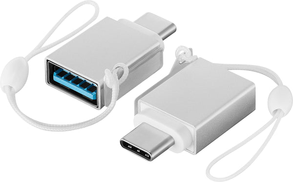 Best Buy essentials™ - Female USB to Male USB-C Adapter (2-Pack) - Silver