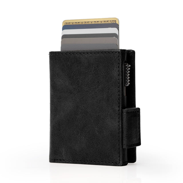 Front. Sharper Image - Sharper Image Bifold Leather Wallet for Men w/ Pop Up Card Holder & RFID Blocking, 6 Card Slot & 6 Pockets, Black - Black.