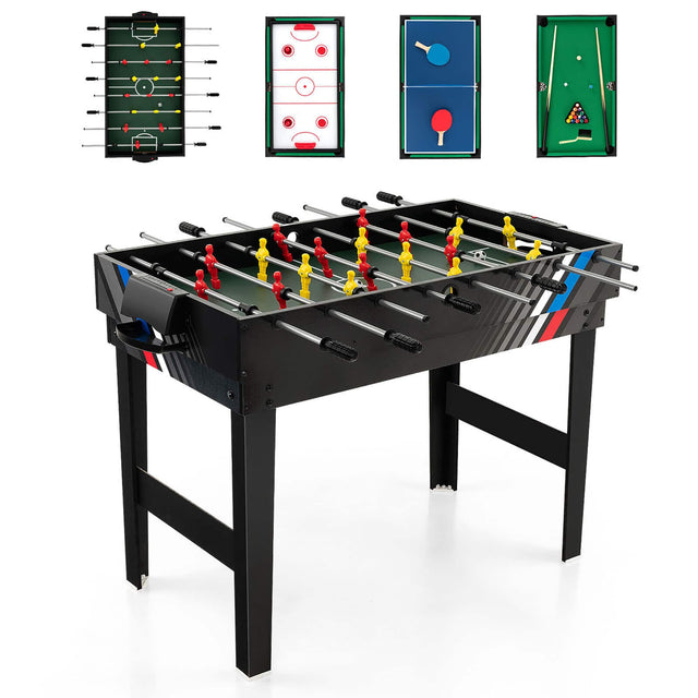 Front. Gymax - Gymax 4-in-1 Multi Game Table 49'' Combo Game Set W/Soccer Billiards for Home Play Room - Black.