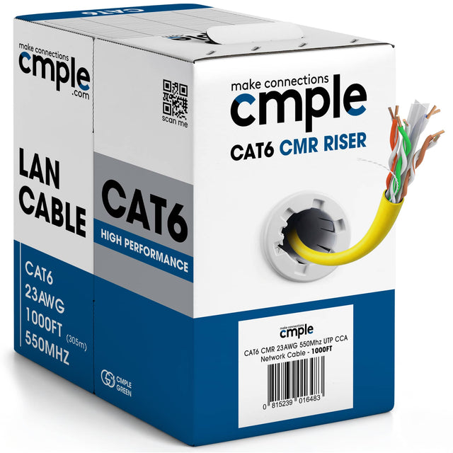 CK6 make connections cmple .com make connections scan me cmple CAT6 CMR RISER LAN CABLE CAT6 HIGH PERFORMANCE 23AWG 1000FT cmple mais ningo UTP CCA 550MHZ (305m) CMR 23AWG Cable - 1000FT 550Mhz 1000FT CAT . Network Cable G CMPLE GREEN 815239 016483 0