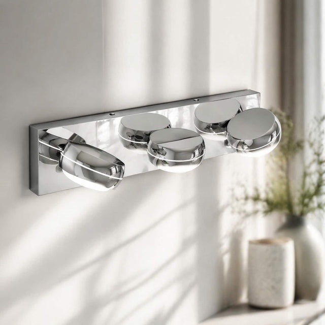 Front. RYHNUYNE - 20 " LED Vanity Light, 3‑Light Chrome Bathroom Light Fixture Over Mirror,Wall Mount Mirror Lighting for Bathroom - Chrome.