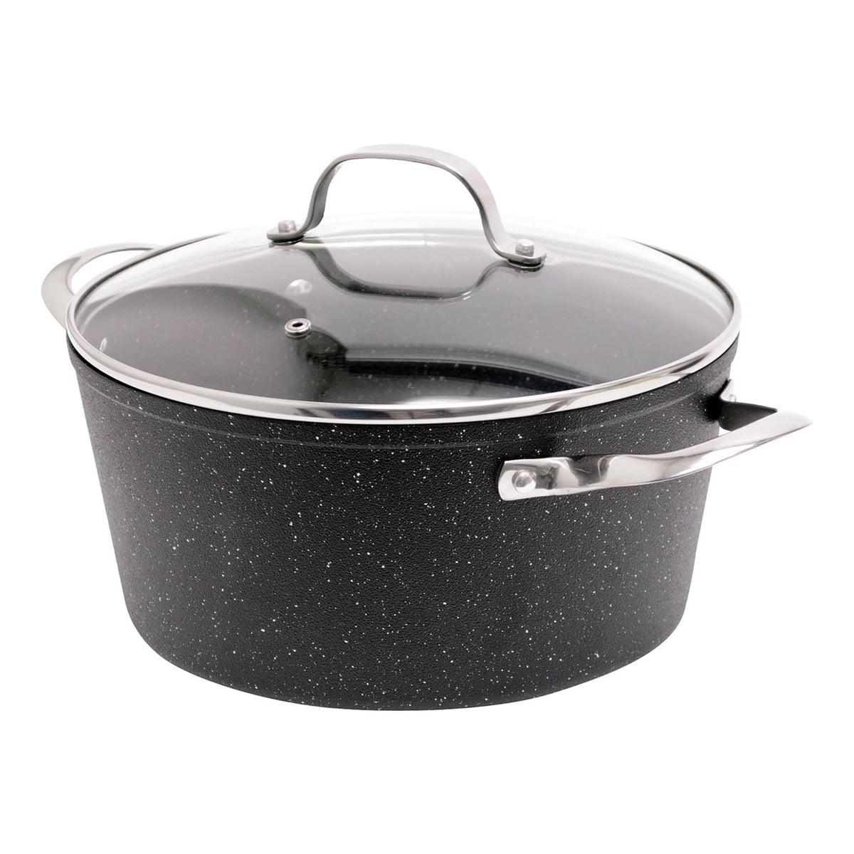THE ROCK by Starfrit - 6-Quart Stockpot Casserole with Glass Lid, Stainless Steel Handles - Black