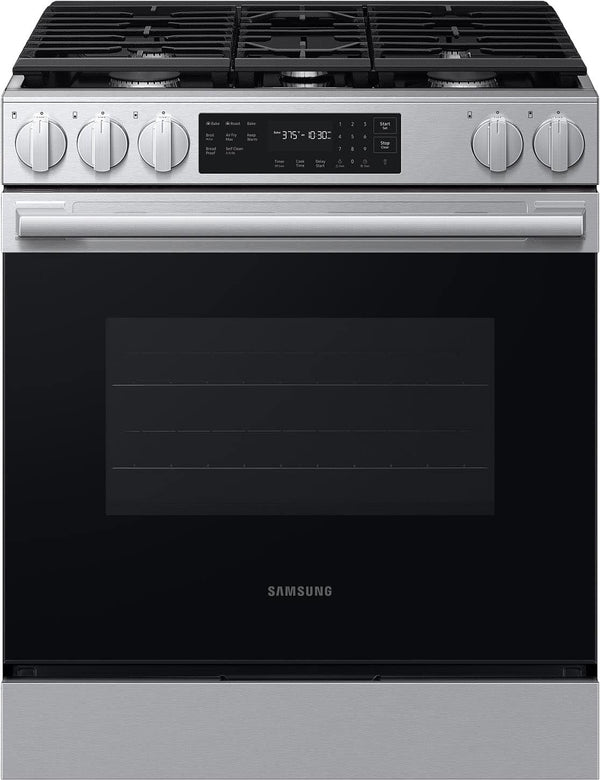 Samsung - 30 in. Wide 5 Burner 6.0 cu. ft. Bespoke Smart Slide-In Gas Range  with No-Preheat Air Fry Max - Stainless Steel
