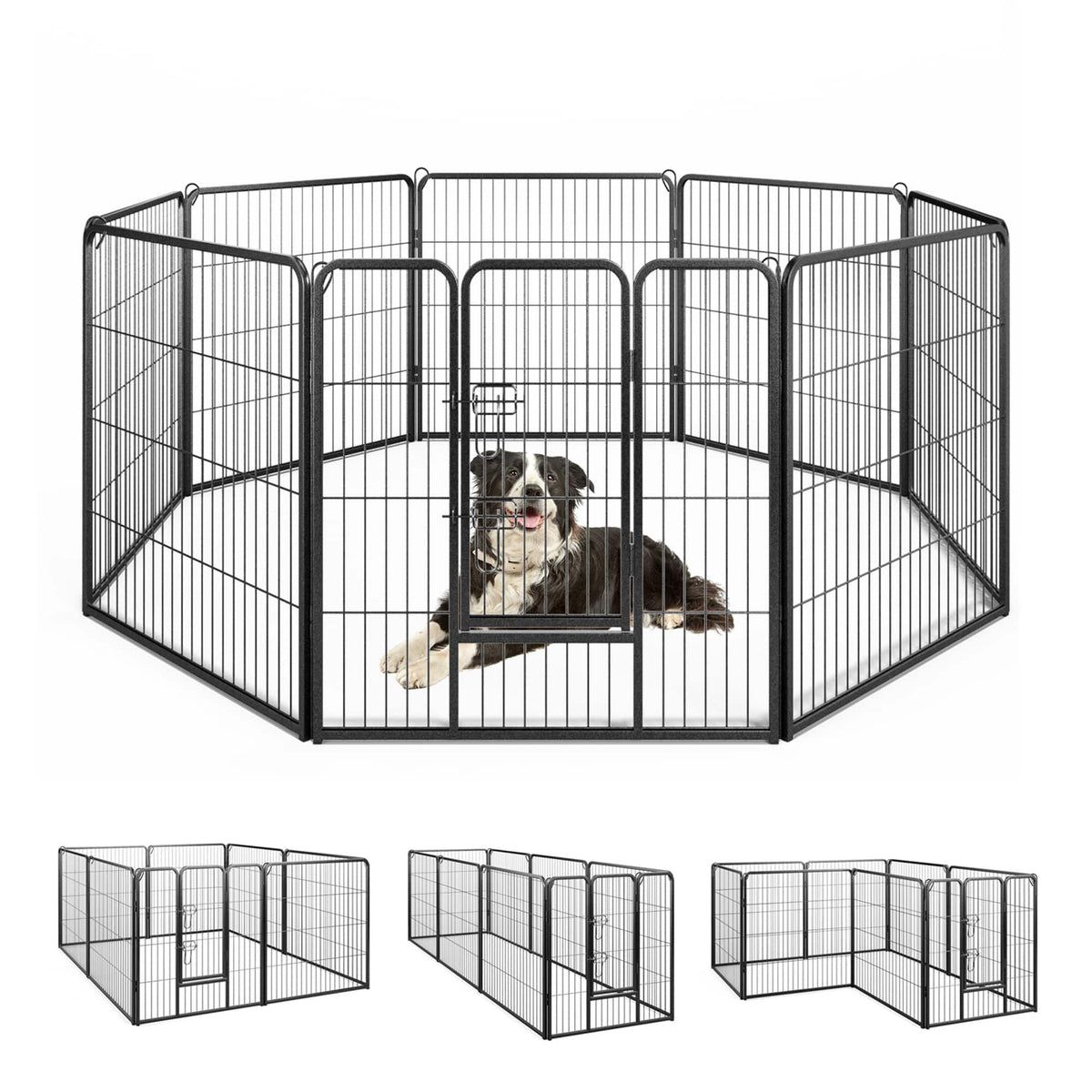 Gymax - Dog Playpen Indoor Outdoor 8 Panel 32'' Height Pet Fence for Puppy w/ Door