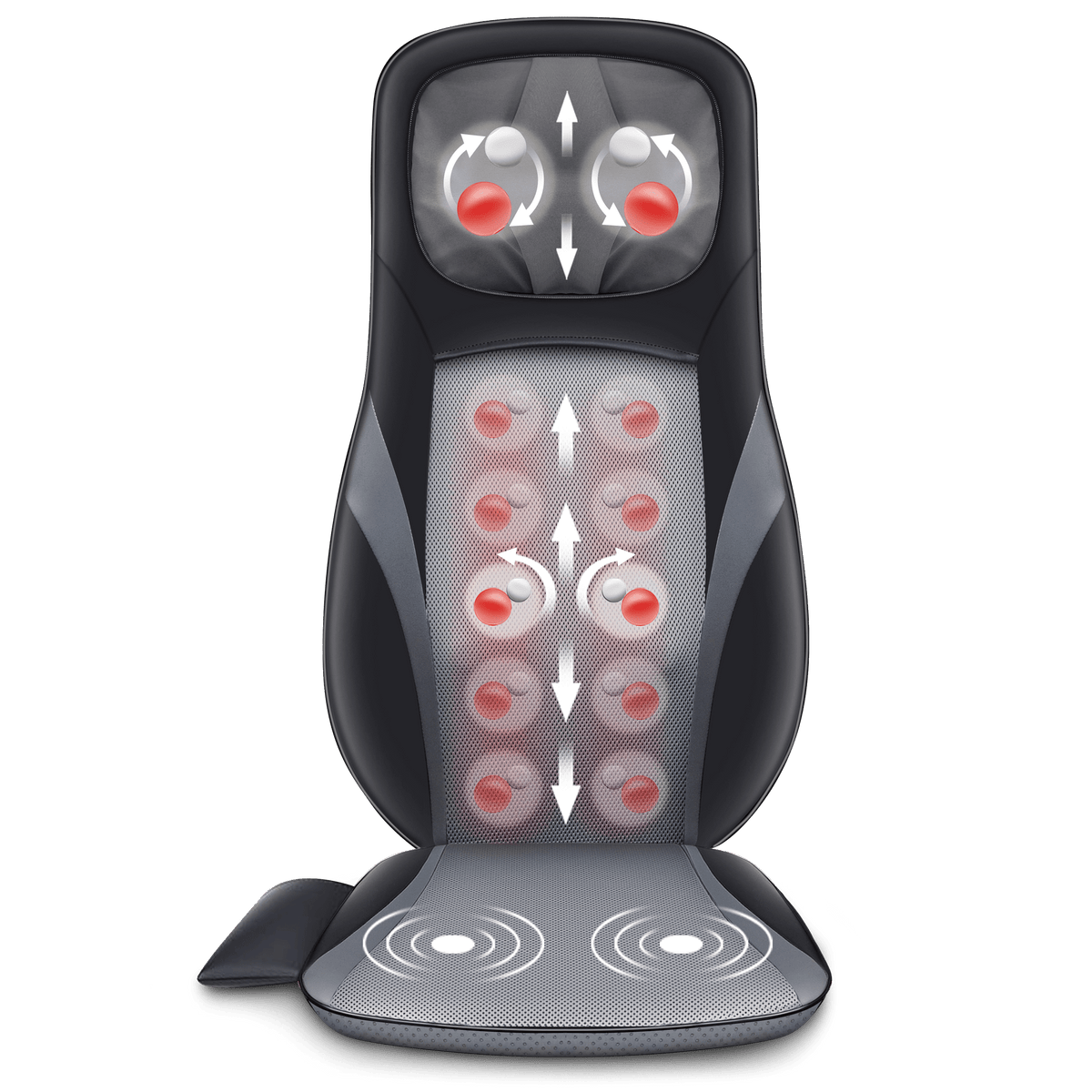 Snailax - Shiatsu Back Massager with Heat & Deep Kneading Massage Chair Pad - Black