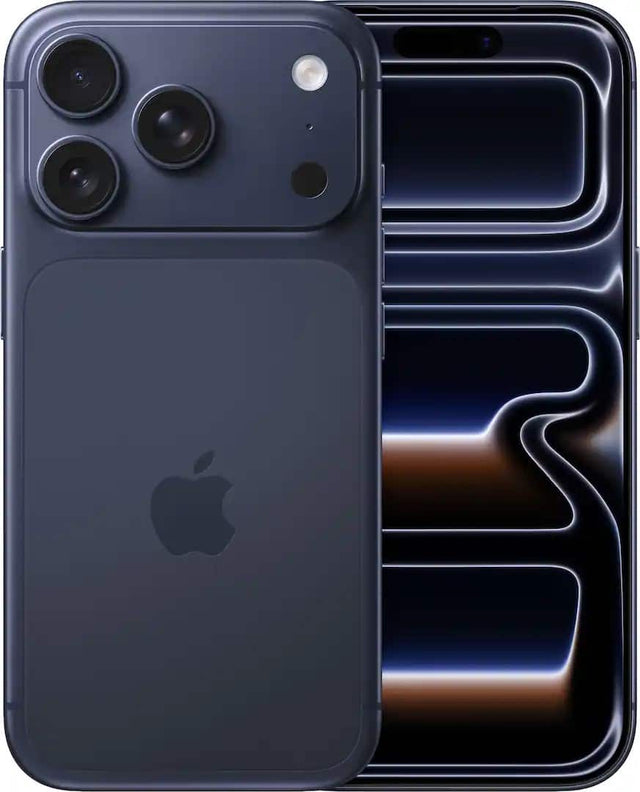 Front. Apple - Pre-Owned Excellent iPhone 17 Pro 5G 256GB - Apple Intelligence - (Unlocked) - Deep Blue.