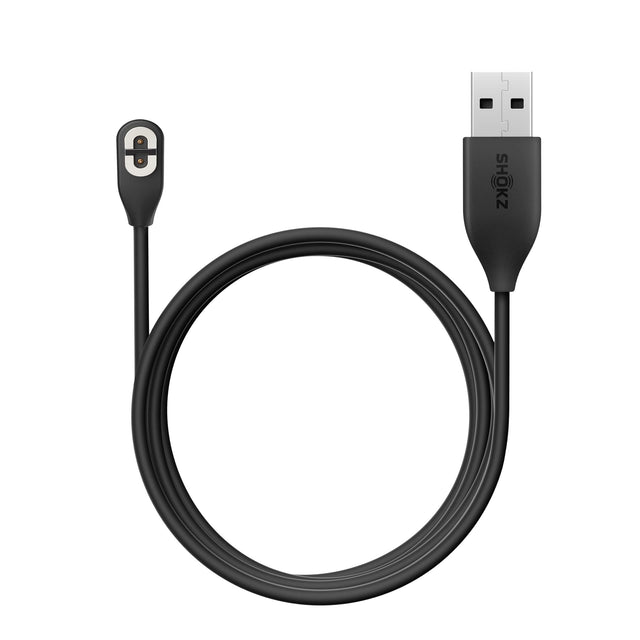 Front. Shokz - 2' USB-A to 2-Pin Magnetic OpenRun Pro/OpenRun Charging Cable - Black.