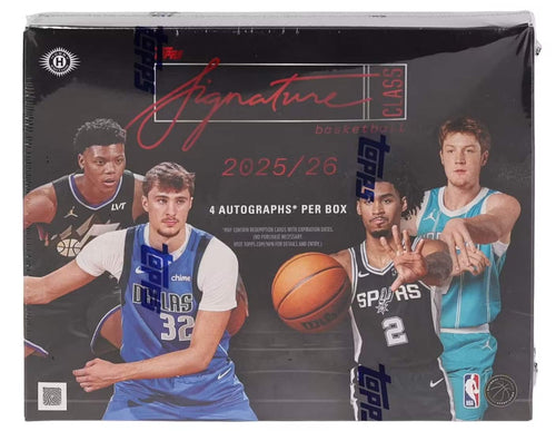 PFS H OPPS CLASS Basketball 2025/26  
4 AUTOGRAPHS* PER BOX  
"MAY CONTAIN REDEMPTION CARDS WITH EXPIRATION DATES. (NO PURCHASE NECESSARY. VISIT TOPPS.COM/NPN FOR DETAILS AND ENTRY.)  
chime DHLAS 32 SPAAS SP AS T 2 TPP NMA