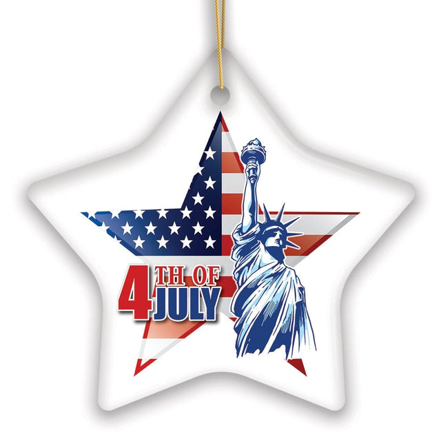 Front. OrnamentallyYou - 4th of July American Patriotism Ornament - Multi-colored.