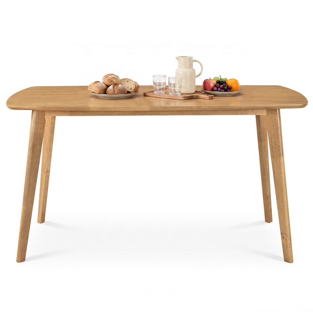 Front. Costway - Costway 55" Solid Wood Dining Table with Rounded Edges, Heavy-duty, Loads up to 220 Lbs - Natural.