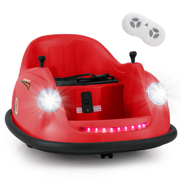 Front. Gymax - Gymax 12V Electric Kids Ride on Bumper Car Battery Powered Bumping Car w/ Remote Control Red - Red.