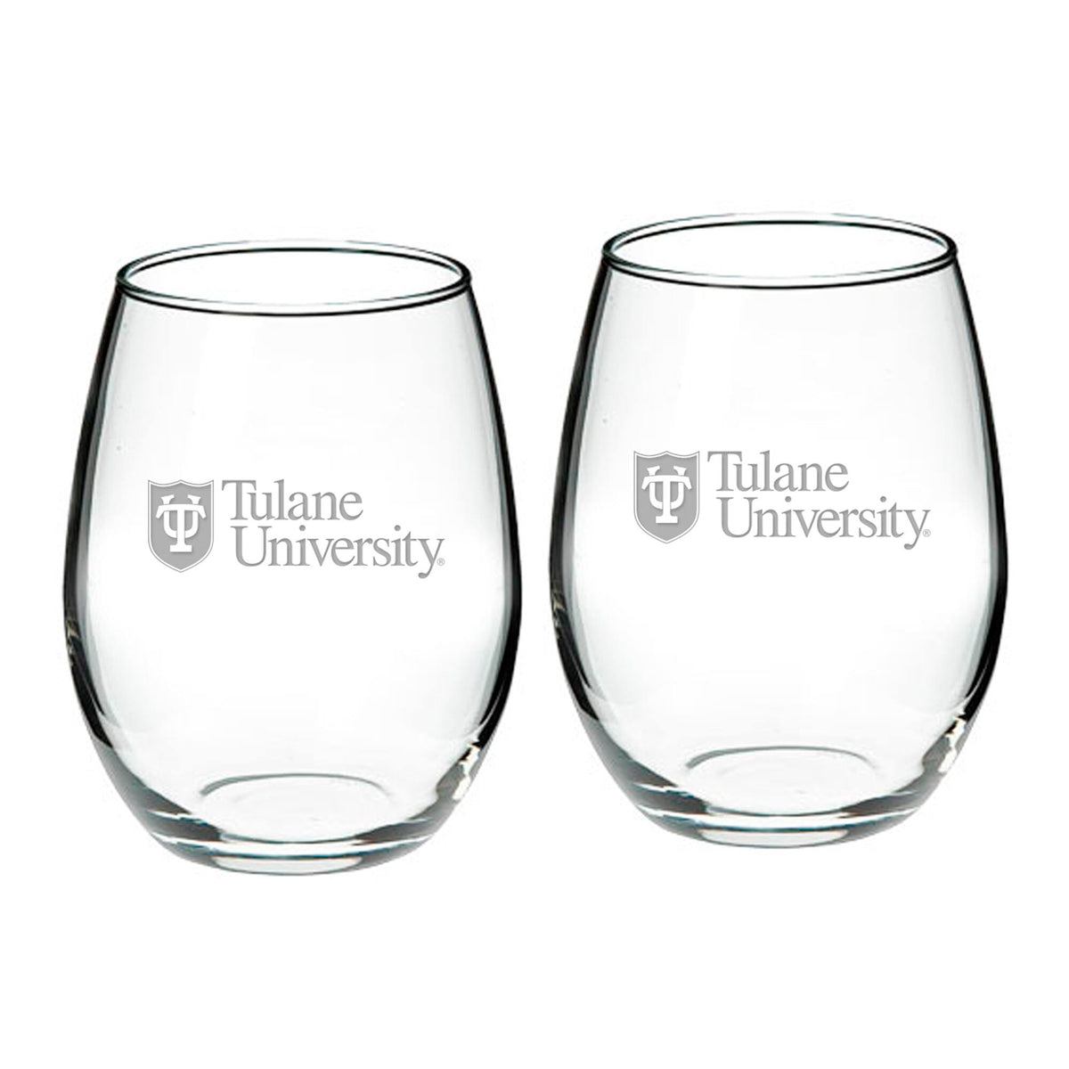Jardine - Tulane Green Wave Team 21oz. 2-Piece Stemless Wine Glass Set - Multicolor