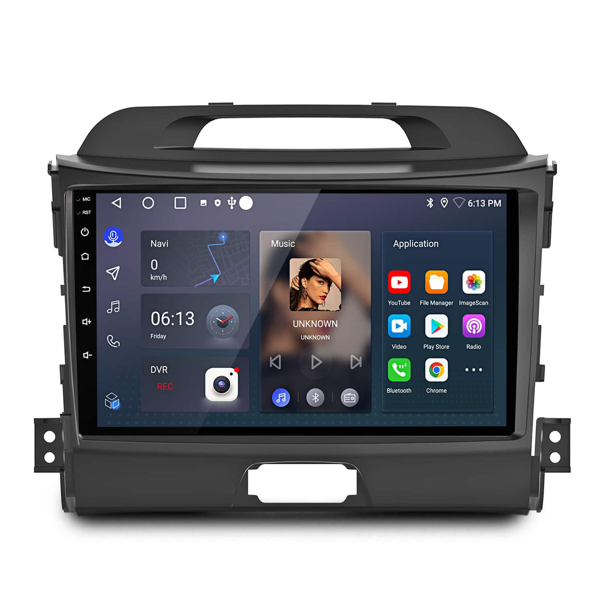 Junsun - 9 Inch 2+64GB Android 15 CarPlay For KIA Sportage 2010-2016 Car Stereo Radio GPS Navi RDS WIFI Bluetooth SWC - Black