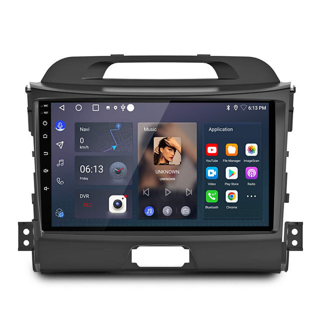 M - T 6:13 PM  
Navi 0 km/h  
Music  
Application  
06:13 Friday  
UNKNOWN UNKNOWN  
YouTube  
File Manager  
ImageScan  
Video  
Play Store  
Radio  
DVR ... REC  
Bluetooth  
Chrome