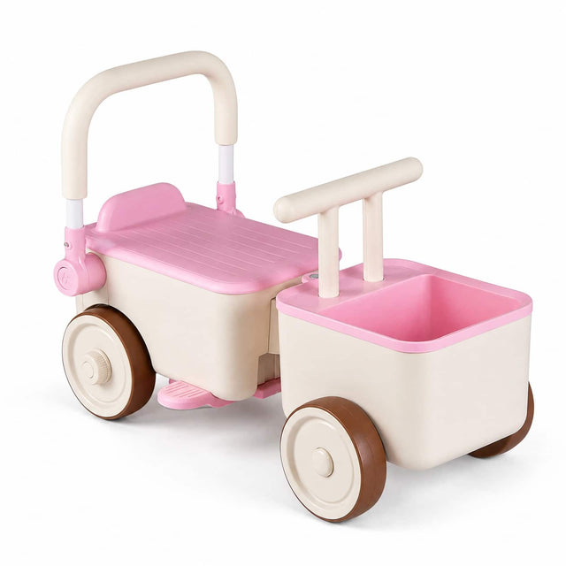 Front. Costway - Costway 3-in-1 Ride-On Push Car for Kids with Pull Rope - Pink.