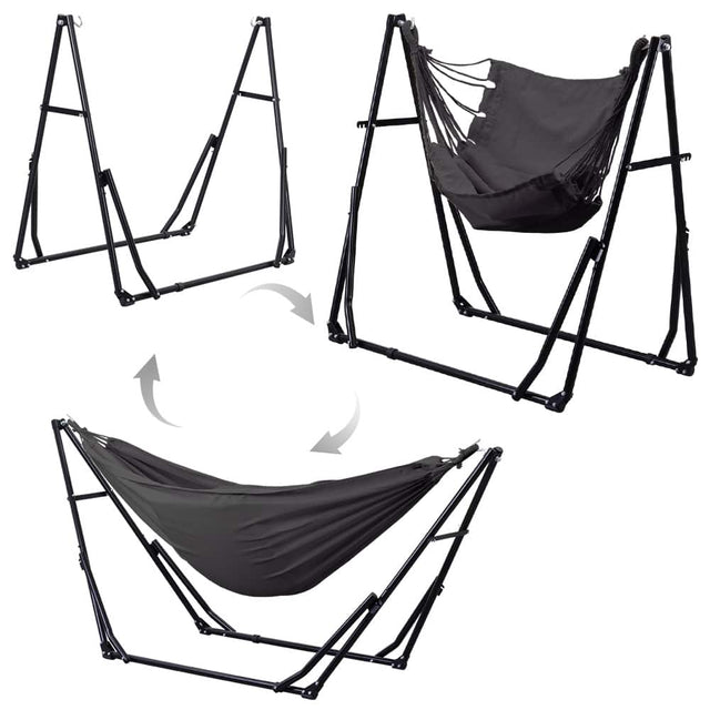 Front. Ainfox - Foldable Hammock with Stand, 2-in-1 Hammock Swing Chair for Outdoor Patio, Portable Heavy Duty with Carrying Bag - Gray.