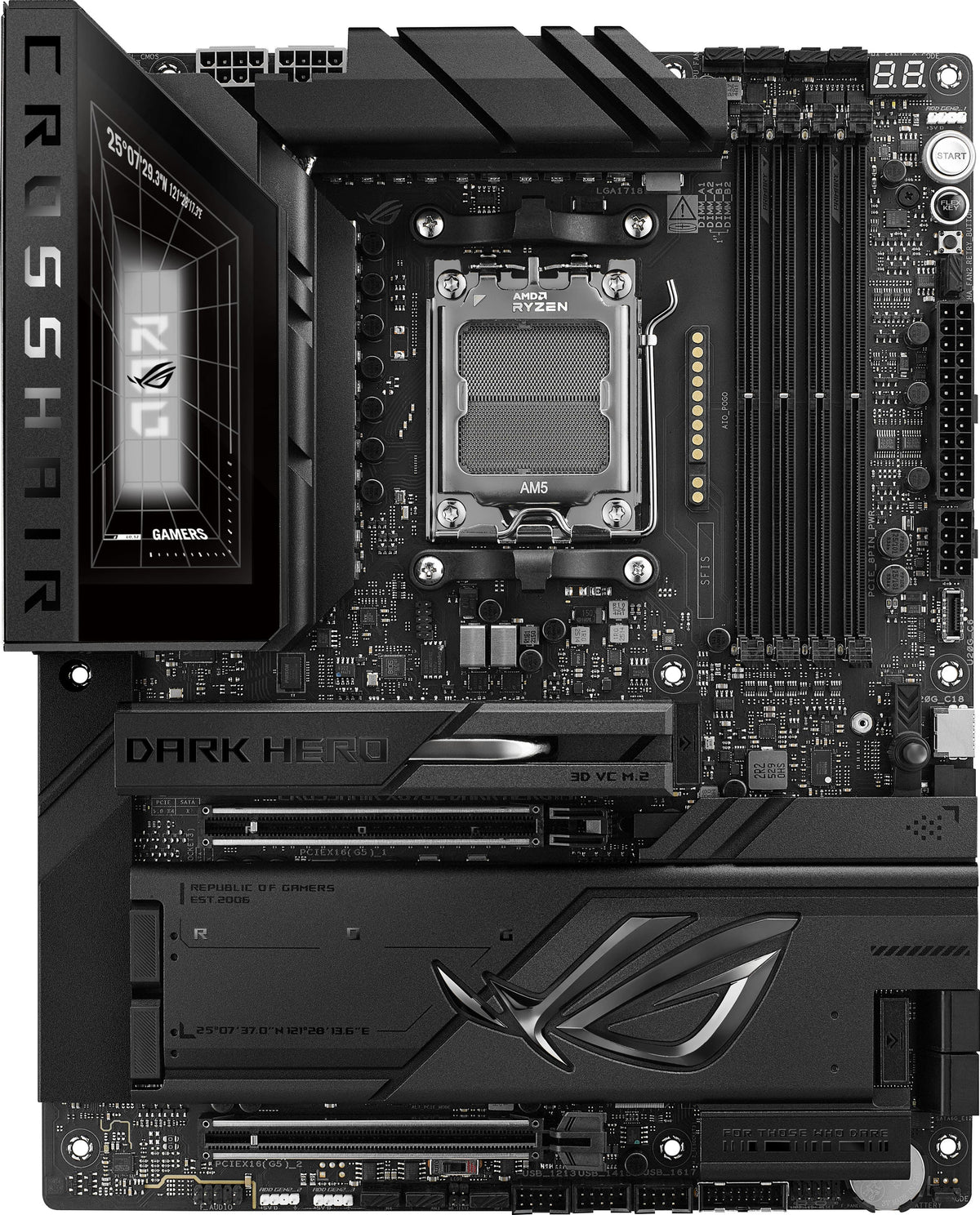 ASUS - ROG CROSSHAIR X870E DARK HERO (Socket AM5) AMD X870E ATX DDR5 Wi-Fi 7 Motherboard - Black