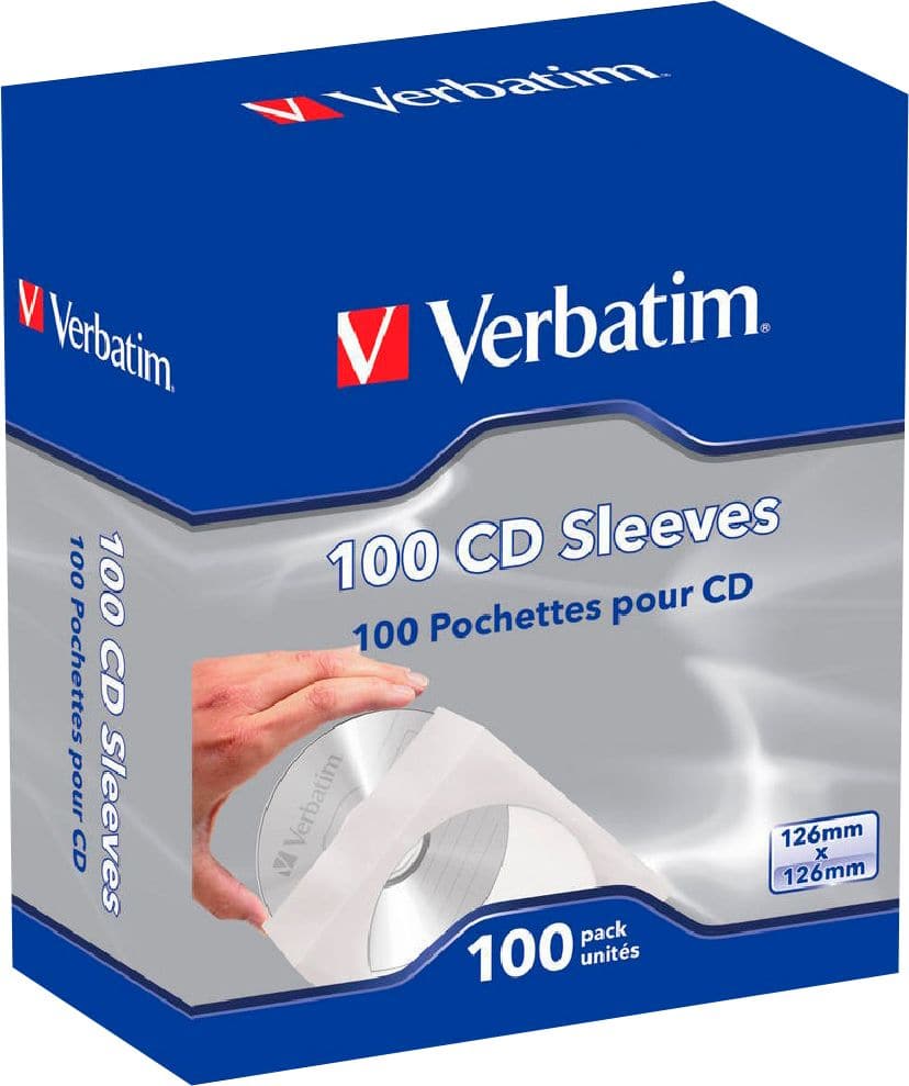 Verbatim - CD/DVD Paper Sleeves with Clear Window - White