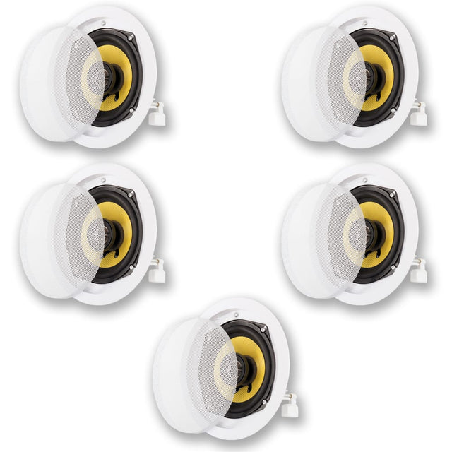 Front. Acoustic Audio by Goldwood - HD-5 in Ceiling Speakers Home Theater Surround Sound 5 Speaker Set - Paintable White.