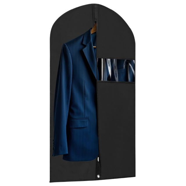 Front. Mber - 40" Garment Bags For Travel, Slim Zipper Suit Bag Travel, Garment Bags For Hanging Clothes with Clear Slot, Black - Black.