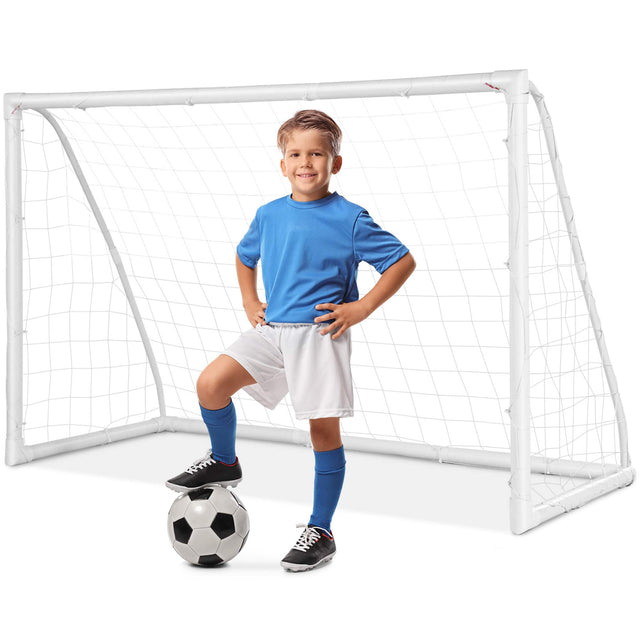 Front. Costway - Costway 6 FT  x 4 FT Portable Kids Soccer Goal Quick Set-up for Backyard Soccer Training - White.