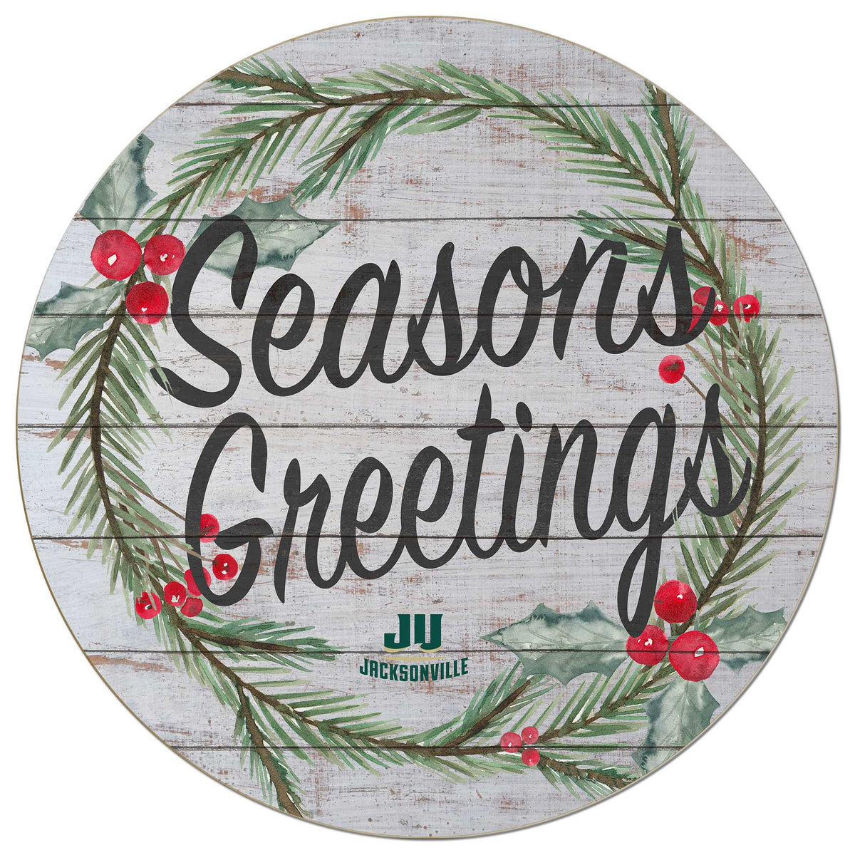 Jardine - JU Dolphins 20'' x 20'' Season's Greetings Circle - White