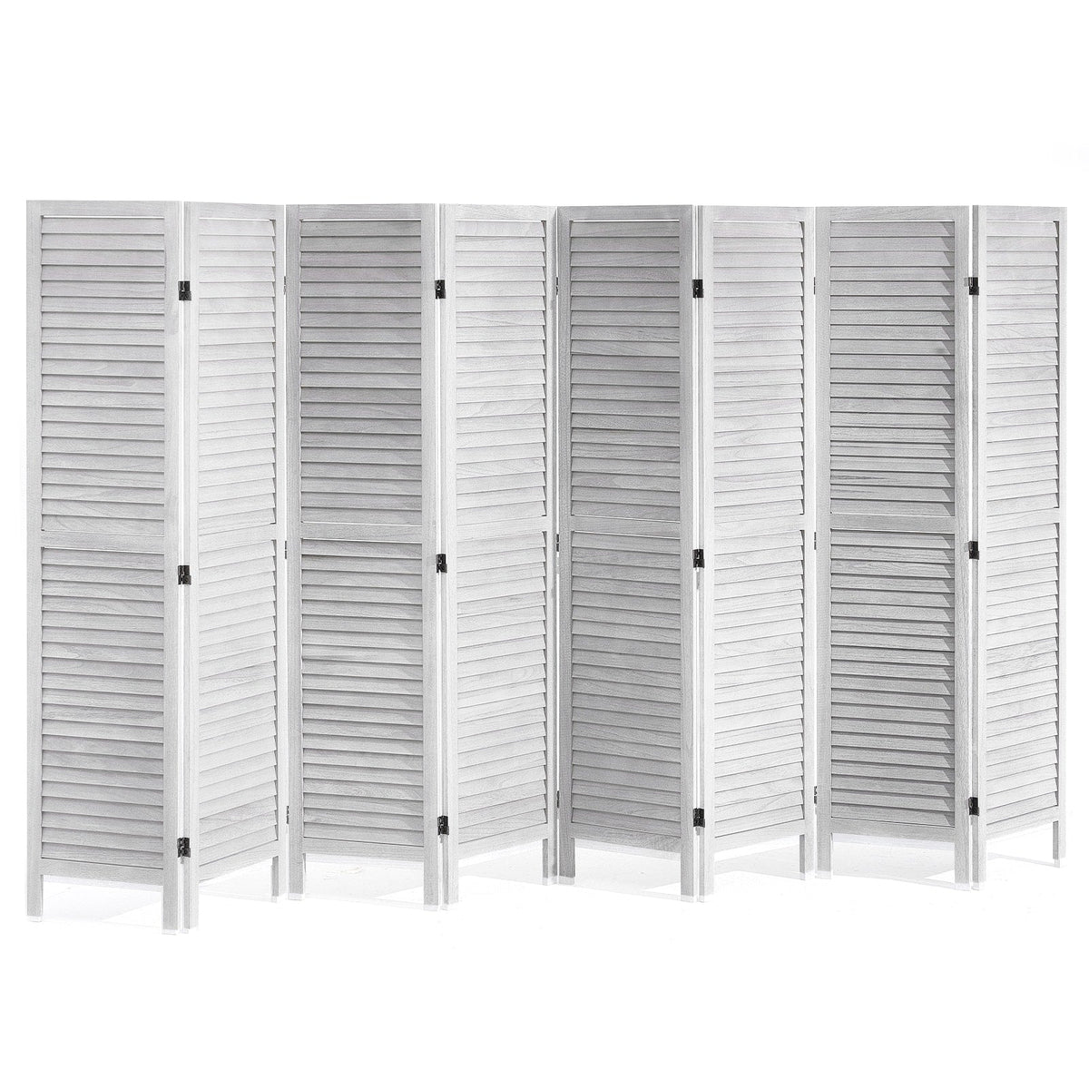 VEVOR - Wood Room Divider, 8 Panel Wood Folding Privacy Screen, 66.9 Inches Tall Indoor Louvered Wooden Partition - White
