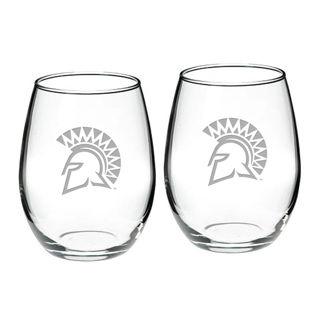Front. Jardine - San Jose State Spartans 21oz. 2-Piece Stemless Wine Glass Set - Multicolor.
