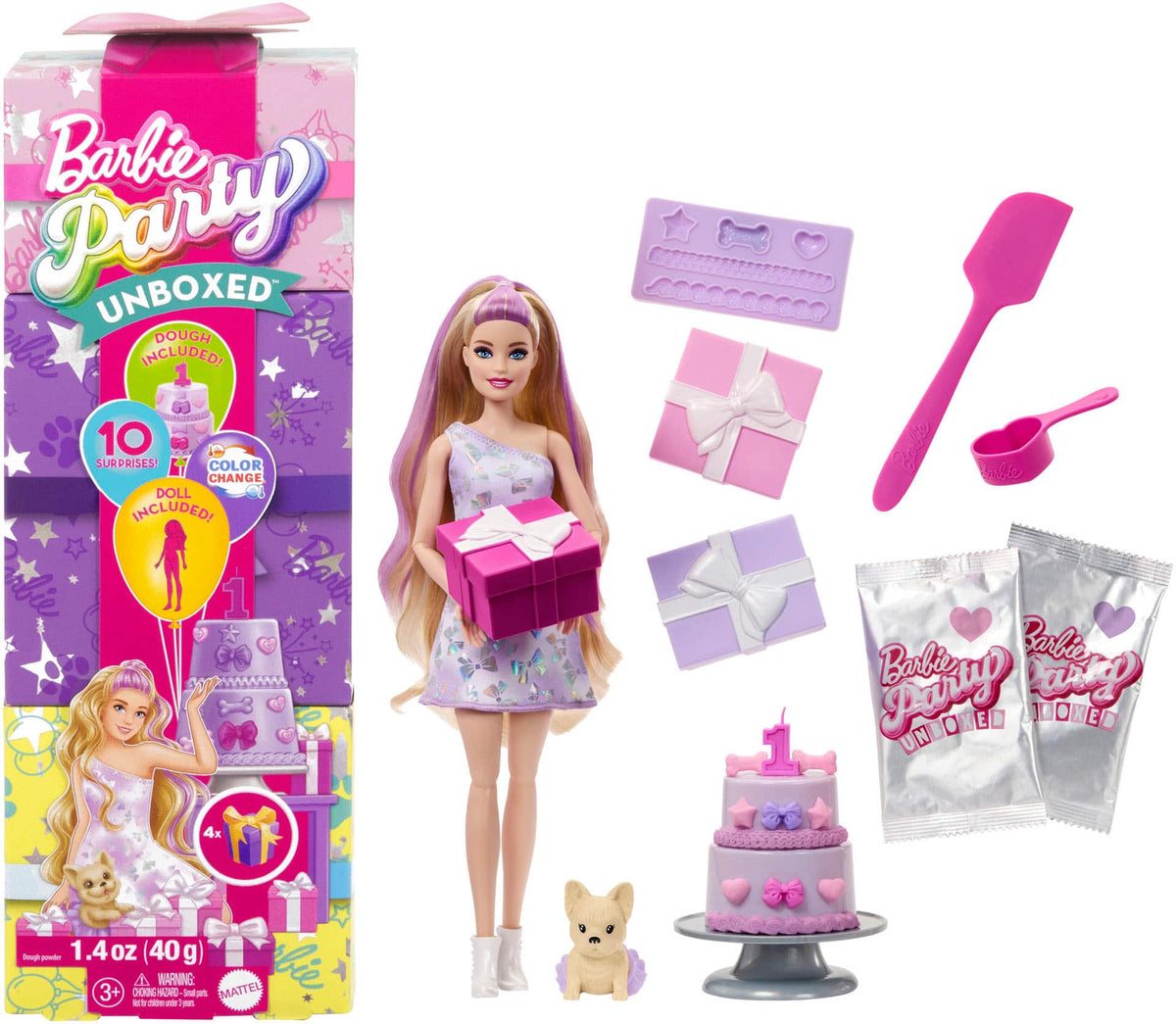 Barbie - Party Unboxed Pet Birthday Series 11.5" Doll and Pet