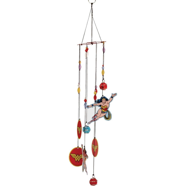 Front. Spoontiques - Spoontiques DC Comics Wonder Woman Metal Wind Chime Outdoor Garden Décor Backyard and Patio Decoration 17 inch.
