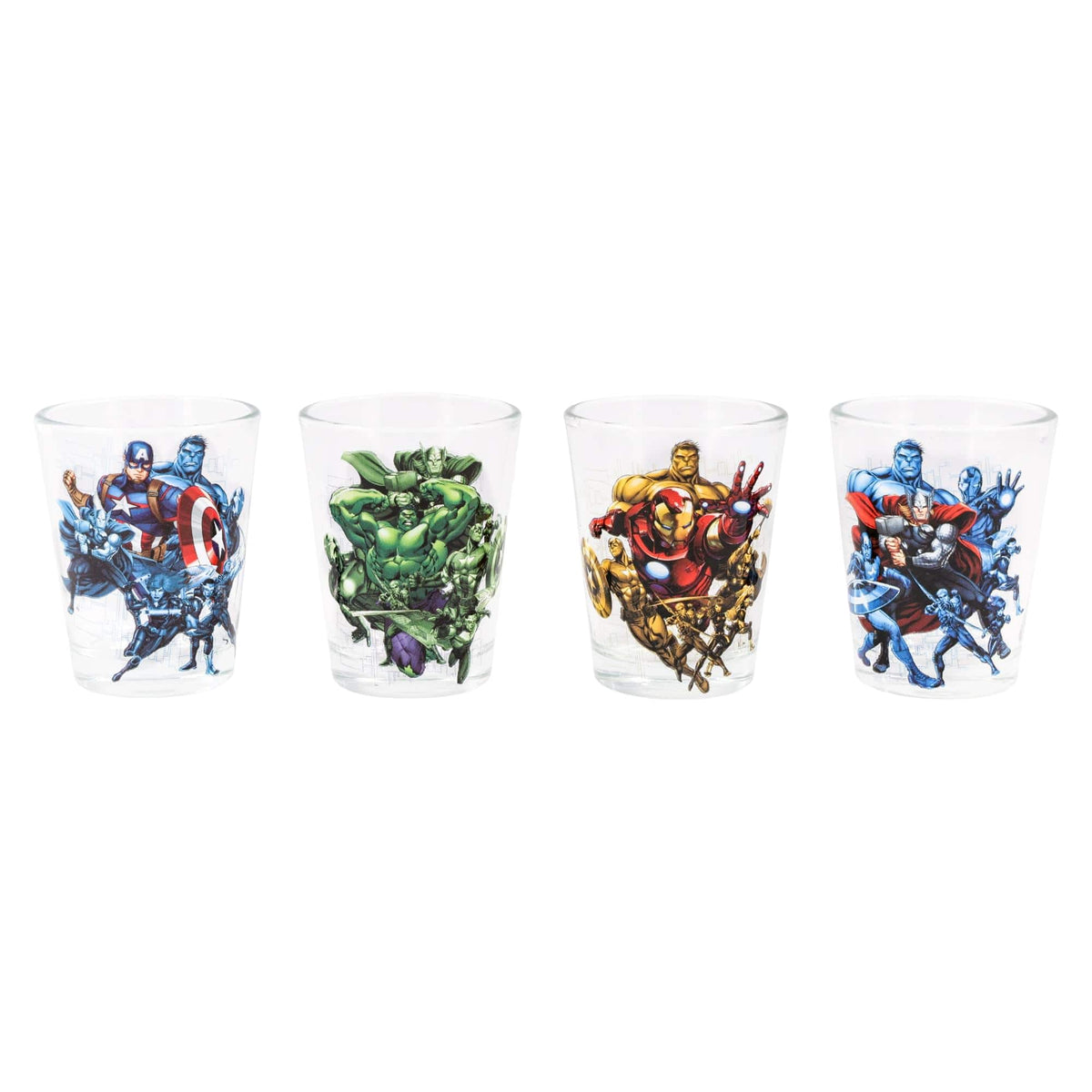 Marvel - Avengers 2-Ounce Mini Shot Glasses | Set of 4 - Multi-Colored