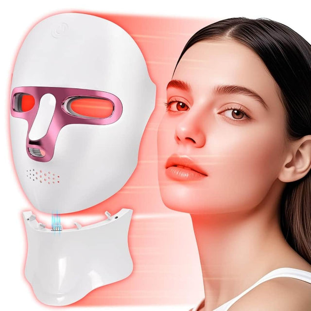 Front. Morfone - Morfone Red Light Therapy Mask 7 Color LED Adjustable LED Face Mask Light Therapy for Home Working Travel Yoga Sleep - white.
