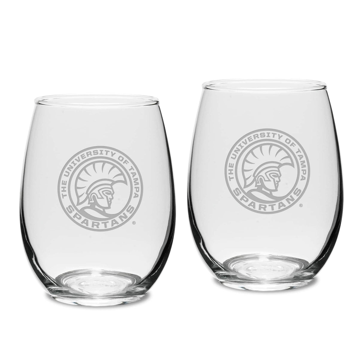 Jardine - University of Tampa Spartans 15oz. 2-Piece Stemless Wine Glass Set - Multicolor