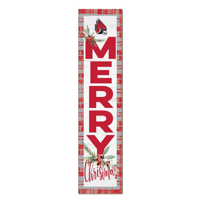 Front. Jardine - Ball State Cardinals 12'' x 48'' Outdoor Merry Christmas Leaner - White.