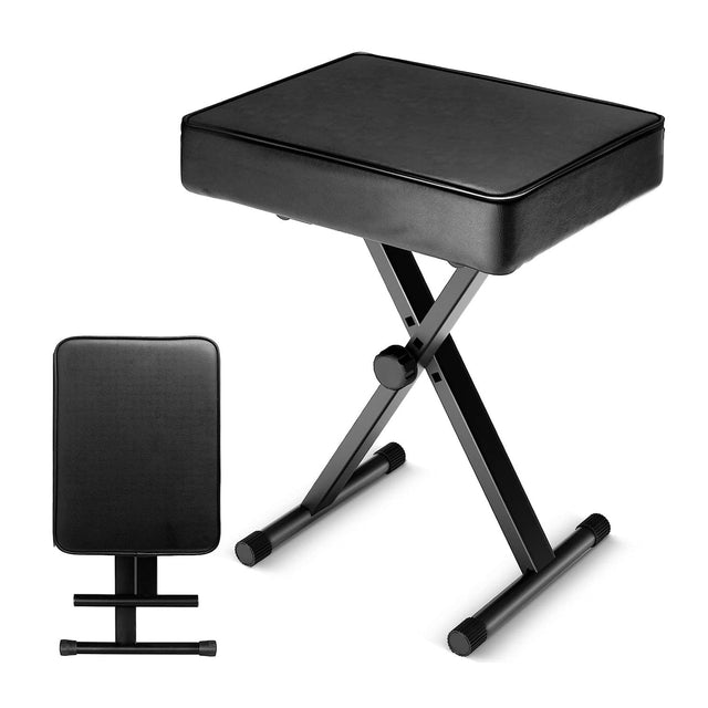 Front. 5 CORE - Keyboard Bench 3" Padded Cushioned Piano Stool Height Adjustable Guitar Seat Folding Portable - black.
