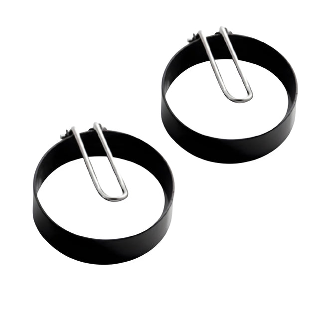 Front. Kitcheniva - Non-Stick Kitchen Egg Pancake Mold Ring 2 Pack - Black.