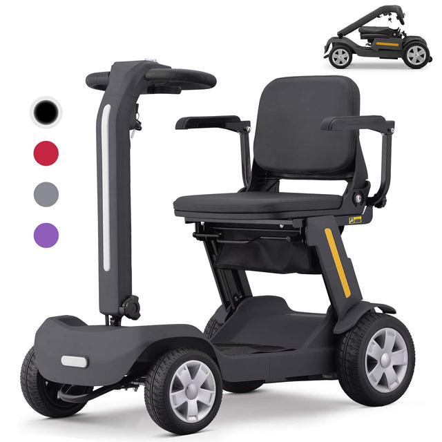 Front. Hover Heart - 4-Wheel Foldable Electric Travel Scooter for Adults, Compact Portable Scooter with 300 lbs Capacity - Black.