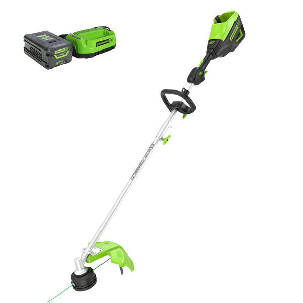 Greenworks - 60V 16" Cordless String Trimmer (Attachment Capable) with 4.0 Ah Battery and Charger - Green