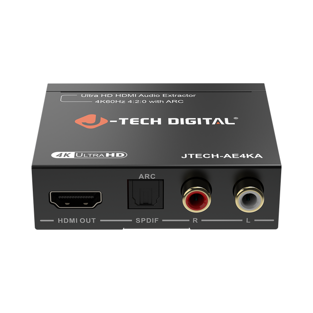 Ultra HD HDMI Audio Extractor 4K60Hz 4:2:0 with ARC -TECH DIGITAL 4K ULTRA HD JTECH-AE4KA ARC HDMI OUT SPDIF R L