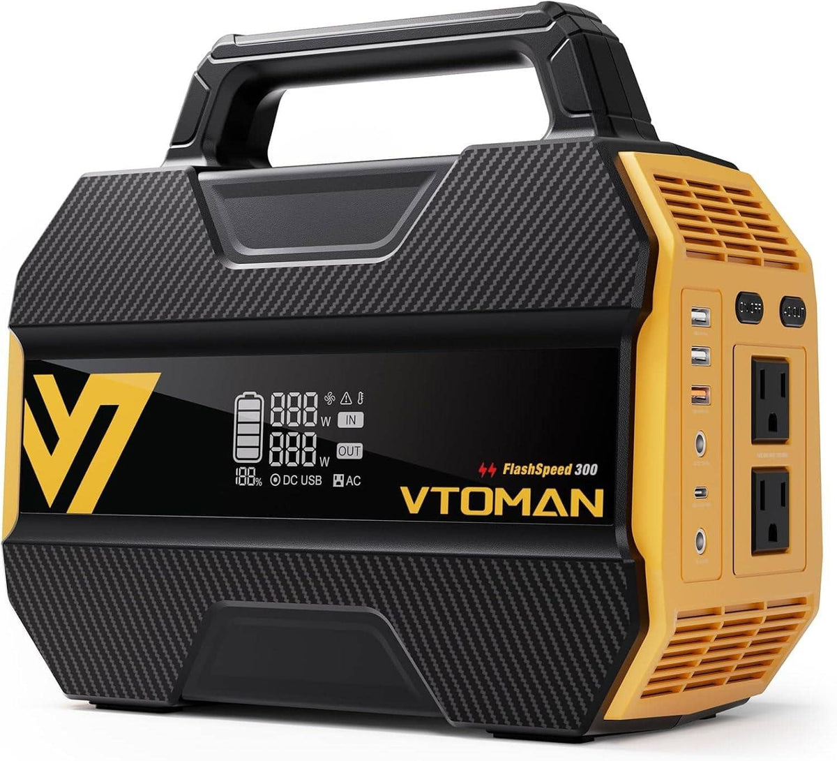 VTOMAN - FlashSpeed 300 Portable Power Station , 230Wh, 300W AC output, 100W PD Fast Charge for Camping, Home & RV. (230 Wh Capacity)
