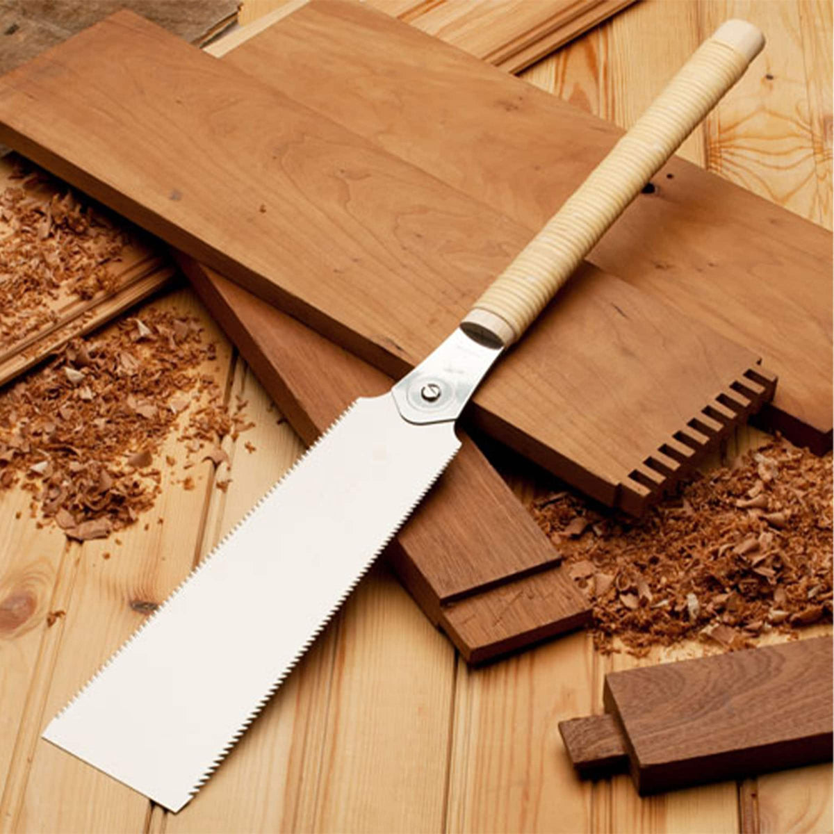 Kings County Tools - 9.5in Ryoba Japanese Pull Saw - Natural Wood and Silver