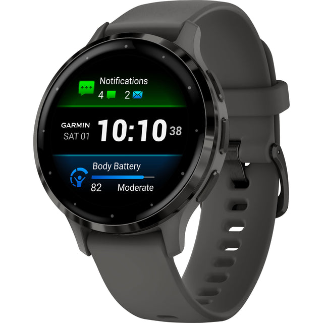Notifications ... 4 2 GARMIN SAT 01 10:10 38 Body Battery 82 Moderate