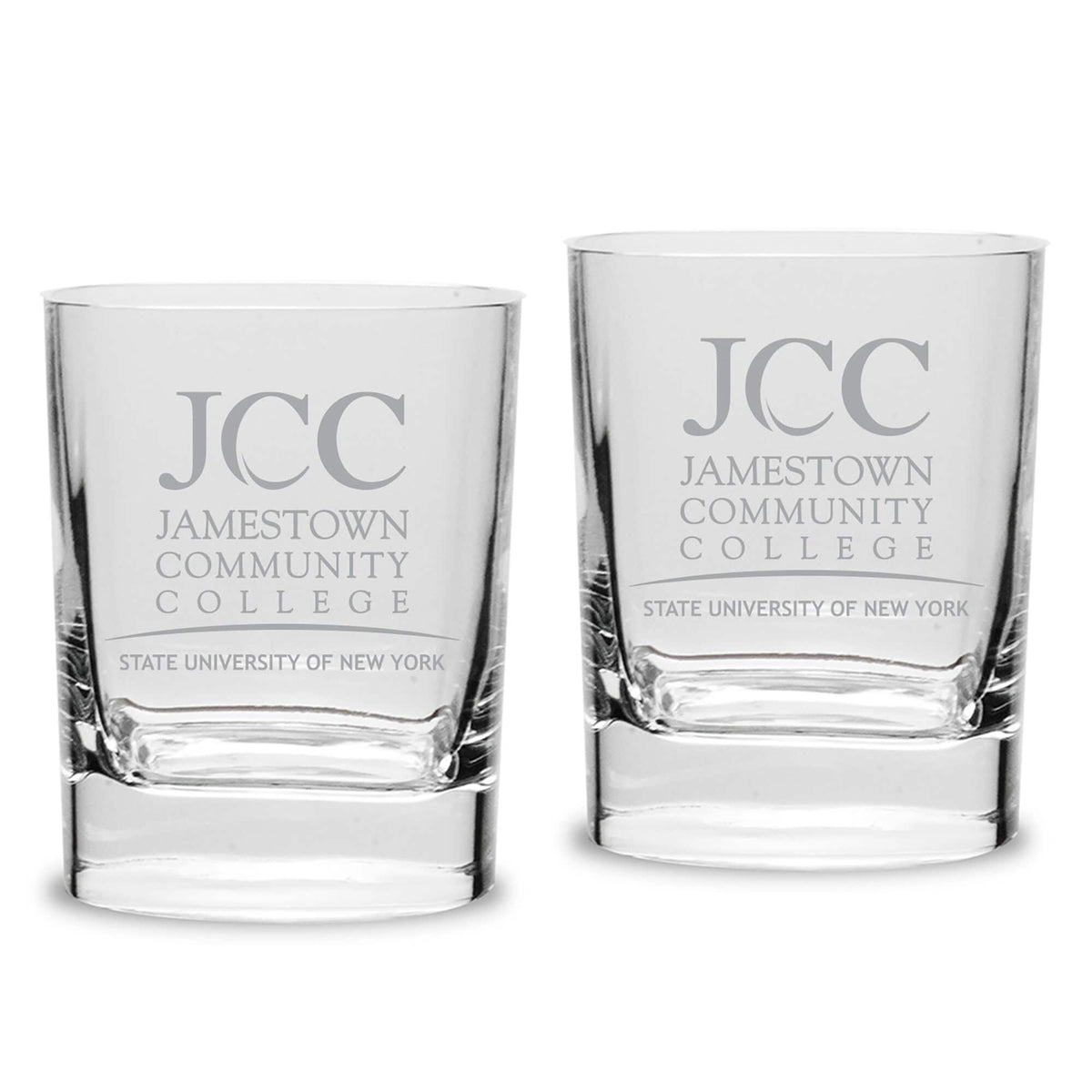 Jardine - SUNY Jamestown Community College 11.75oz. Two-Piece Luigi Bormioli Square Double Old Fashion Glass Set - Multicolor